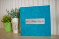 Blue aqua velvet wedding photobook Royalty Free Stock Photo