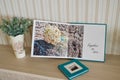 Blue aqua velvet wedding photobook Royalty Free Stock Photo