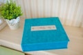 Blue aqua velvet wedding photobook Royalty Free Stock Photo