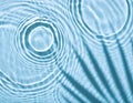 Blue Aqua Water Panoramic Banner Background with Transparent Ripples Rings Texture Surface Royalty Free Stock Photo