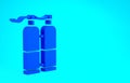 Blue Aqualung icon isolated on blue background. Oxygen tank for diver. Diving equipment. Extreme sport. Sport equipment