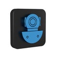 Blue Aqualung icon isolated on transparent background. Diving helmet. Diving underwater equipment. Black square button.