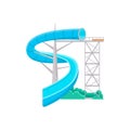 Blue aquapark water slide icon