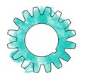 Blue aquarelle gear wheel technics