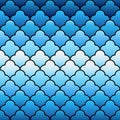 Blue arabic traditional geometric quatrefoil seamless pattern, vector