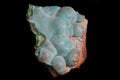 blue aragonite mineral isolated