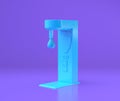 Blue arcade boxing stand, entertainment center objects in purple flat room, 3d rendering