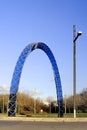 Blue arch on a roundabout