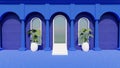 Blue wall background with pillars in the sea Royalty Free Stock Photo