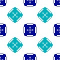 Blue Area measurement icon isolated seamless pattern on white background. Vector Royalty Free Stock Photo