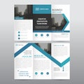 Blue arrow business trifold Leaflet Brochure Flyer report template vector minimal flat design set