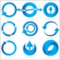 Blue arrow circle design element icon set