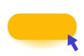 Blue Arrow Cursor Pointing Upward to Oblong Yellow Button . Arrowhead Tapping Oval Icon. Creative Template of