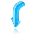 Blue arrow. 3d shiny downwards sign