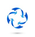 Blue arrow direction recycle business logo