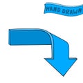 Blue arrow. Down sign. Hand drawn sketch Royalty Free Stock Photo
