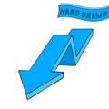 Blue arrow. Down sign. Hand drawn sketch Royalty Free Stock Photo