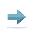 Blue arrow icon pointing right for digital design, web elements or interface navigation Royalty Free Stock Photo