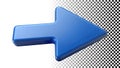 Blue arrow pointing right, next direction forward navigation proceed png transparent image Generative AI Royalty Free Stock Photo