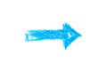 A blue arrow pointing right on a white background. Royalty Free Stock Photo