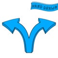 Blue arrow. Right and left combo sign. Hand drawn sketch Royalty Free Stock Photo
