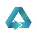 Blue arrow triangle shape Icon symbol or button Royalty Free Stock Photo