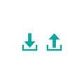 Blue arrow up and blue arrow down. flat icon isolated on white. point down button. south sign Royalty Free Stock Photo