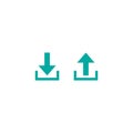 Blue arrow up and blue arrow down. flat icon isolated on white. point down button. south sign Royalty Free Stock Photo