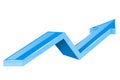 Blue arrow. Up growing financial 3d shiny icon