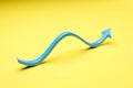 Blue arrow wave graph on yellow background 3d render. Royalty Free Stock Photo