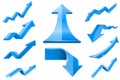 Blue arrows. Financial indication icons set