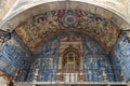 Blue Artistic Tile Azulejos: Decoration under Arch in Obidos Street, Portugal