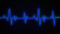 Blue artwork background with an oscilloscope screen and a cardiogram. EKG monitoring in an emergency. heartbeat under bright blue