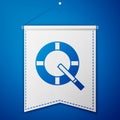 Blue Ashtray with cigarette icon isolated on blue background. White pennant template. Vector Royalty Free Stock Photo