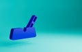 Blue Ashtray with cigarette icon isolated on blue background. Minimalism concept. 3D render illustration Royalty Free Stock Photo