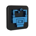 Blue Assembly line icon isolated on transparent background. Automatic production conveyor. Robotic industry concept