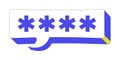 Blue asterisk password speech bubble 2D cartoon object Royalty Free Stock Photo