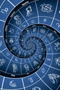 Blue astrological background. Concept of horoscope, mystery, magic, astrological sign