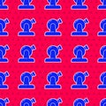 Blue Astronomical observatory icon isolated seamless pattern on red background. Observatory with a telescope. Scientific Royalty Free Stock Photo