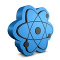 Blue Atom Molecule Symbol - 3D Illustration - Isolated On White Background Royalty Free Stock Photo