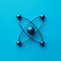 Blue atomic structure on vibrant background, 3D illustration. Royalty Free Stock Photo