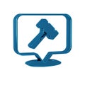 Blue Auction hammer icon isolated on transparent background. Gavel - hammer of judge or auctioneer. Bidding process