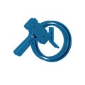 Blue Auction hammer icon isolated on transparent background. Gavel - hammer of judge or auctioneer. Bidding process