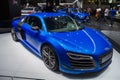 Blue Audi coupe elongated headlights Royalty Free Stock Photo