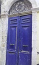 Blue authentic door with a pattern.