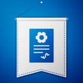 Blue Auto service check automotive icon isolated on blue background. Car service. White pennant template. Vector