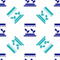 Blue Automatic irrigation sprinklers icon isolated seamless pattern on white background. Watering equipment. Garden