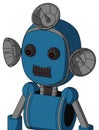 Blue Automaton With Bubble Head And Dark Tooth Mouth And Red Eyed And Radar Dish Hat