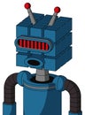 Blue Automaton With Cube Head And Round Mouth And Visor Eye And Double Led Antenna