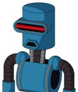 Blue Automaton With Cylinder Head And Sad Mouth And Visor Eye